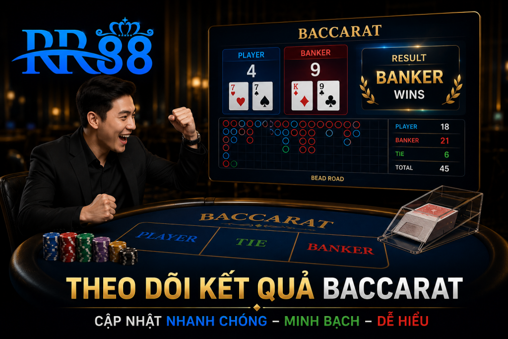 Người chơi theo dõi kết quả Baccarat trên màn hình casino online