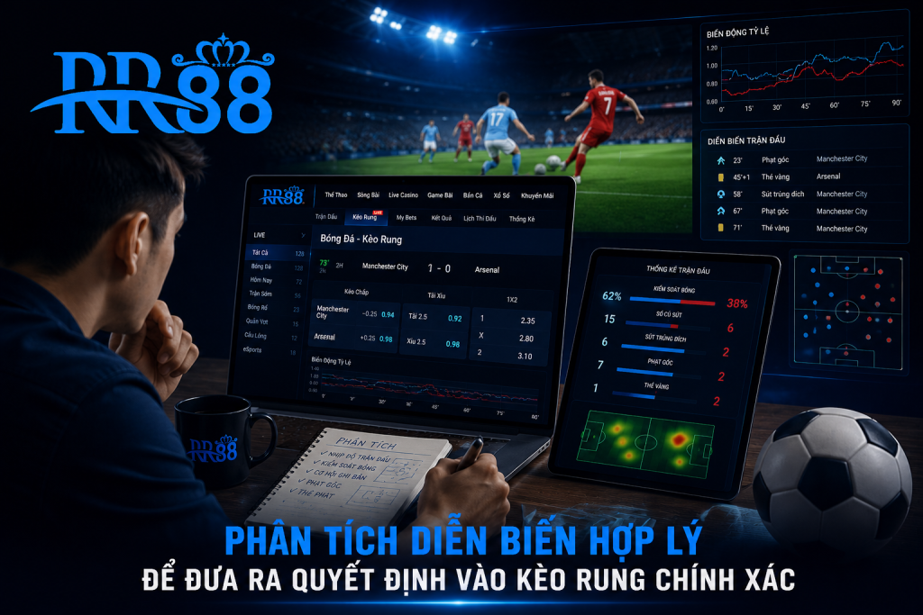 Người chơi phân tích diễn biến trận đấu trước khi quyết định vào kèo rung.