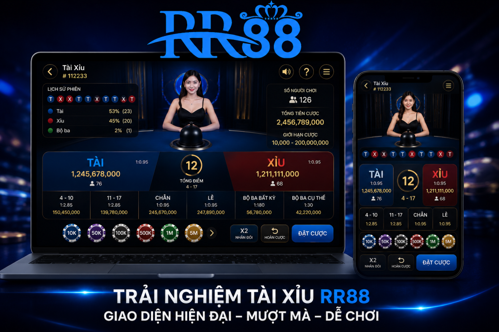 Trải nghiệm chơi Tài Xỉu RR88 với giao diện hiện đại