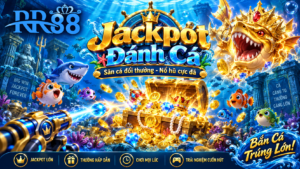 Giao diện Jackpot Đánh Cá với đại dương, đàn cá và hệ thống súng săn thưởng